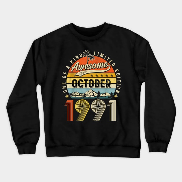 Awesome Since October 1991 Vintage 32nd Birthday Crewneck Sweatshirt by Vintage White Rose Bouquets